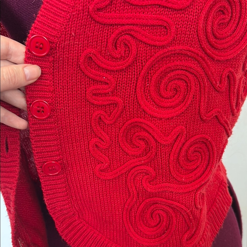 Vintage Red Knit Sweater Vest - Picture 3 of 6
